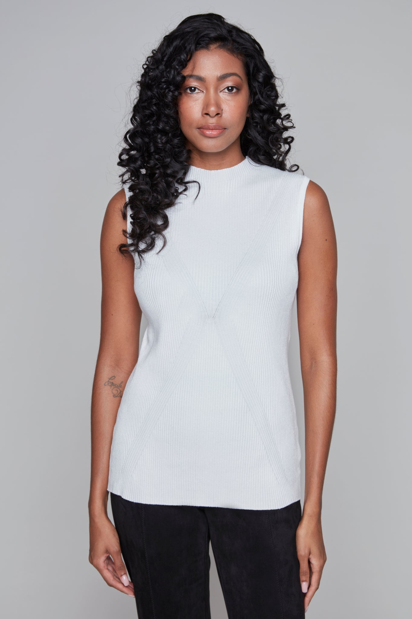 Ivory mock neck top hotsell