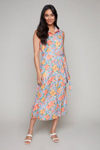 Carre Noir sleeveless button-front floral printed maxi dress